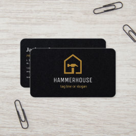 Tarjeta De Visita Construcción moderna en negro y dorado