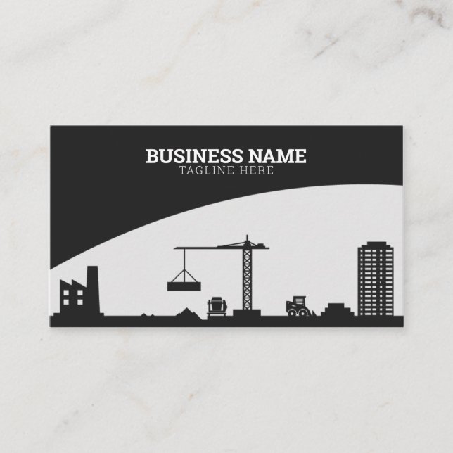 Tarjeta De Visita Construcción moderna en negro y gris (Anverso)