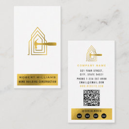 Tarjeta De Visita Construcción Moderna Oro Blanco Edificio de Hogare