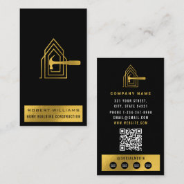 Tarjeta De Visita Construcción Moderna Oro Negro Edificación de Hoga