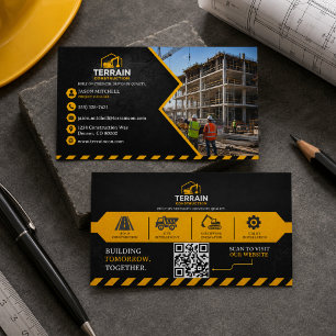 Tarjeta De Visita Construcción moderna profesional oro negro