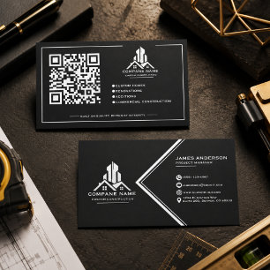 Tarjeta De Visita Construcción moderna profesional oro negro