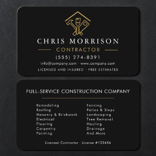 Tarjeta De Visita Construcción Negro y Oro 