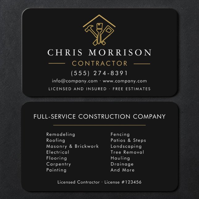 Tarjeta De Visita Construcción Negro y Oro  (Subido por el creador)