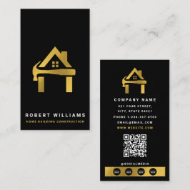 Tarjeta De Visita Construcción Personalizada Black Gold Home Buildin