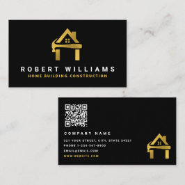 Tarjeta De Visita Construcción Personalizada Black Gold Home Buildin