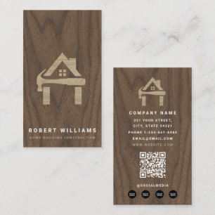 Tarjeta De Visita Construcción Personalizada Madera Hogar Edificio L
