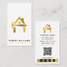 Tarjeta De Visita Construcción Personalizada Oro Blanco Construcción