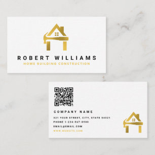 Tarjeta De Visita Construcción Personalizada Oro Blanco Construcción