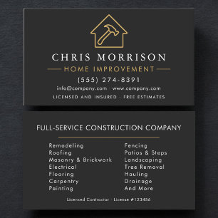 Tarjeta De Visita Construcción Profesional de Mejora del Hogar