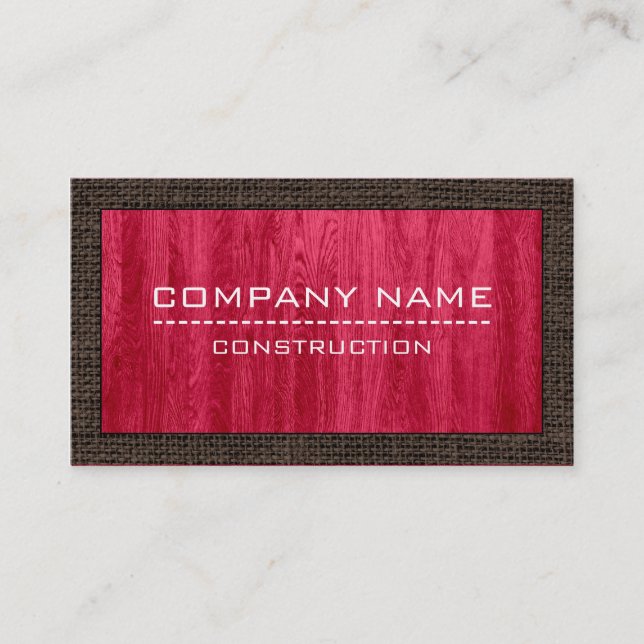 Tarjeta De Visita Construcción Profesional Moderna Madera Roja #4 (Anverso)