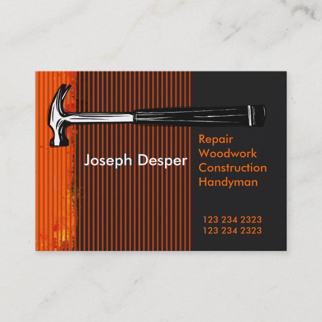 Tarjeta De Visita Construcción profesional moderna Mr.Handyman (Anverso)