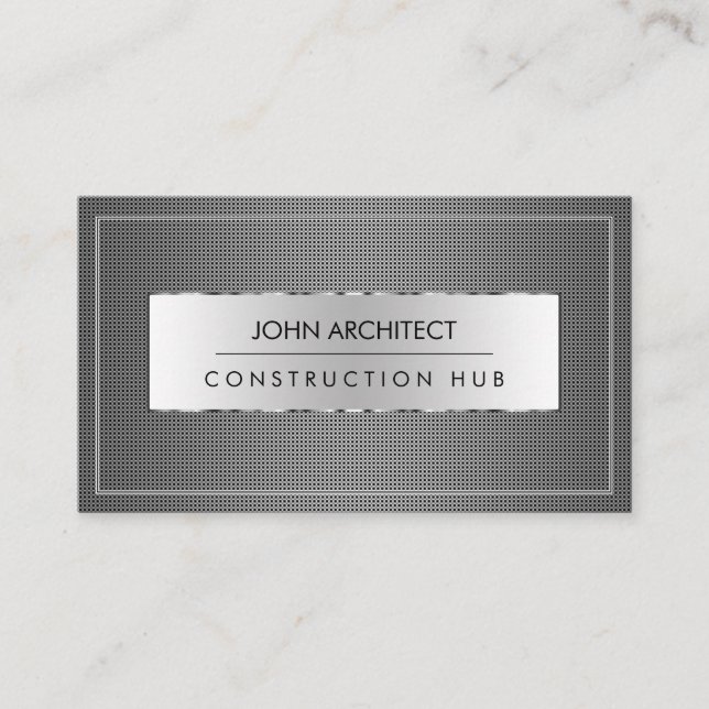 Tarjeta De Visita Construcción Profesional Moderno Constructor Metal (Anverso)