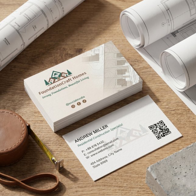 Tarjeta De Visita Construcción Residencial | Brown Drafter (Subido por el creador)
