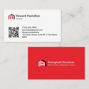 Tarjeta De Visita Construcción Roja Moderna Negrita Profesional