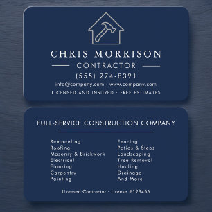 Tarjeta De Visita Construcción Simple de Edificios Azul Marino Plata
