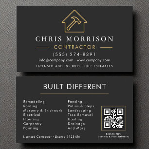 Tarjeta De Visita Construcción única moderna de oro negro Código QR