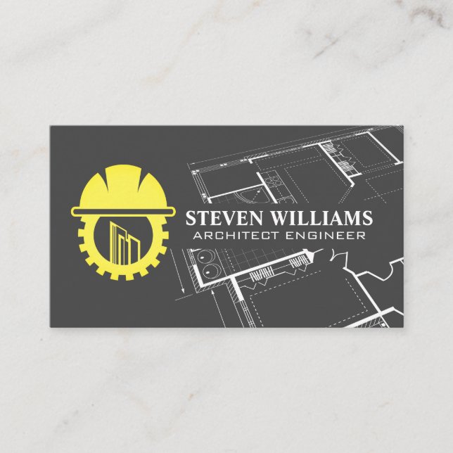 Tarjeta De Visita Construction Builder Logo | Blueprint  (Anverso)