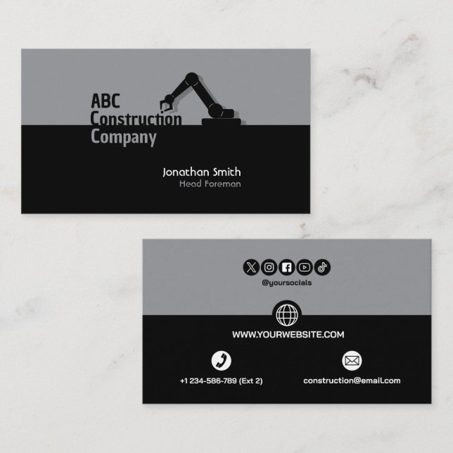 Tarjeta De Visita Construction Building Crane Business Card (Anverso / Reverso)