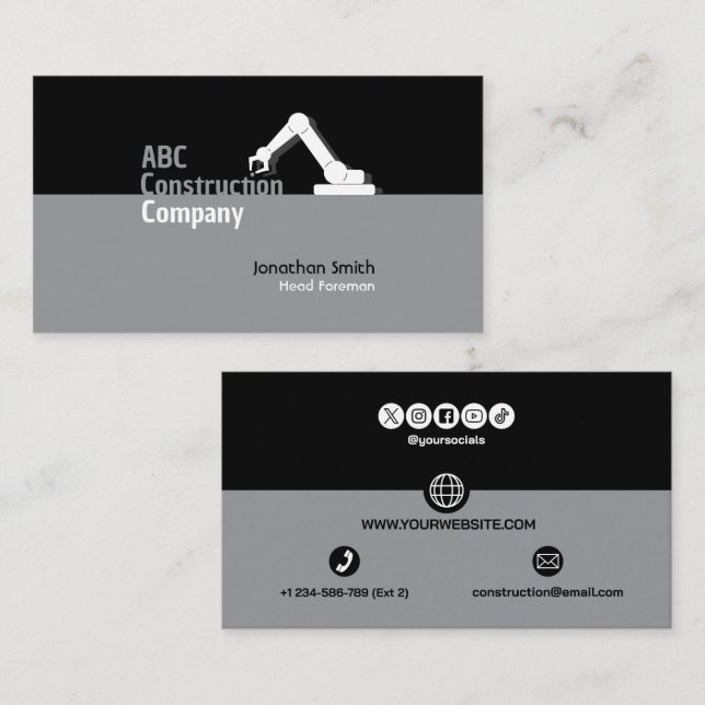 Tarjeta De Visita Construction Building Crane Business Card (Anverso / Reverso)