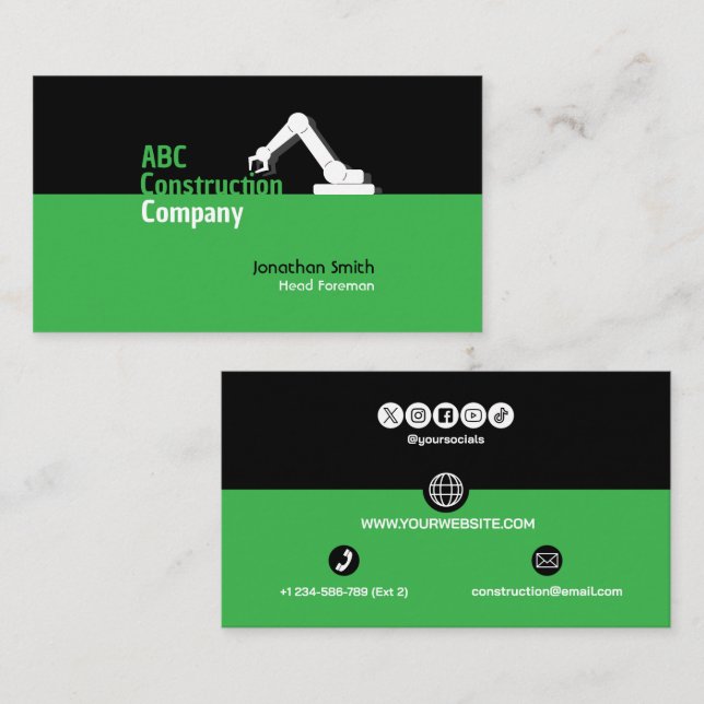 Tarjeta De Visita Construction Building Crane Business Card (Anverso / Reverso)