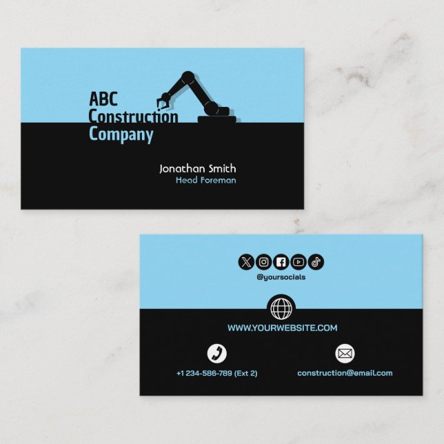 Tarjeta De Visita Construction Building Crane Business Card (Anverso / Reverso)