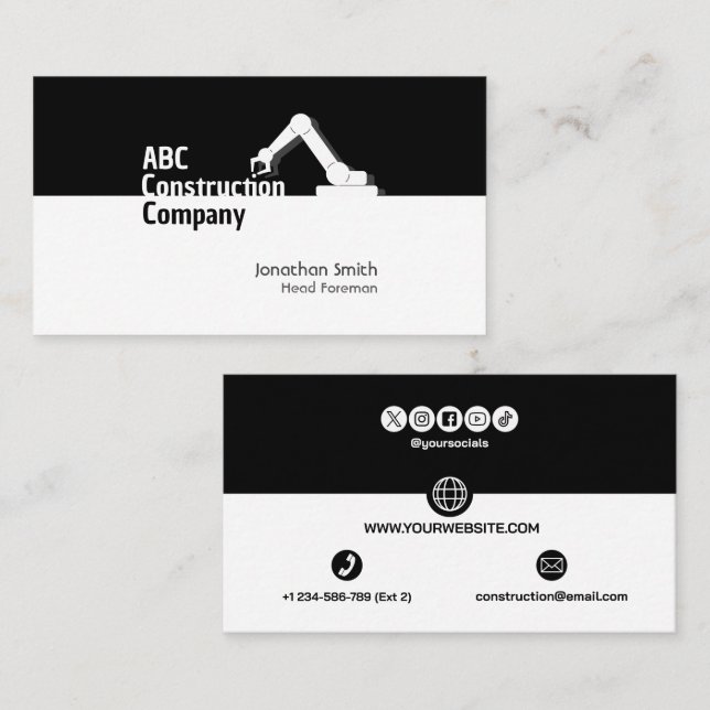 Tarjeta De Visita Construction Building Crane Business Card (Anverso / Reverso)