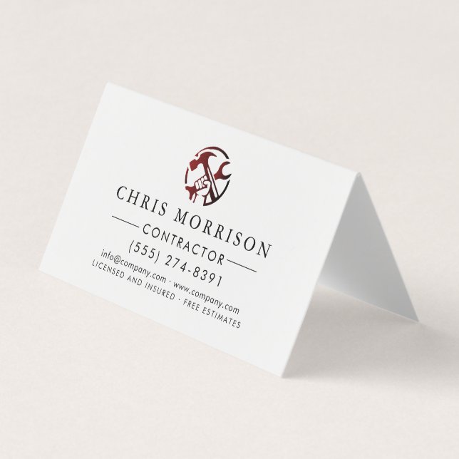 Tarjeta De Visita Construction Business Marketing Logo (Anverso)