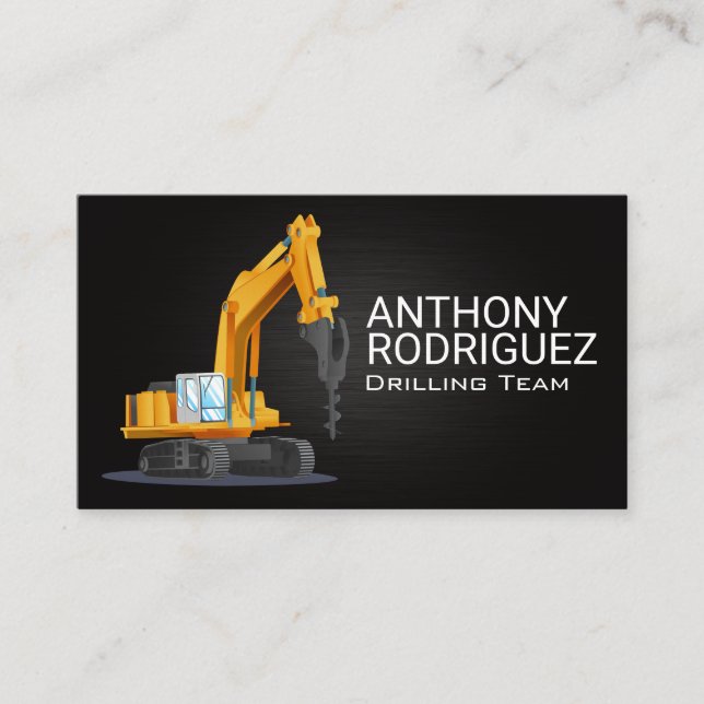 Tarjeta De Visita Construction Drilling Vehicle | Excavator  (Anverso)