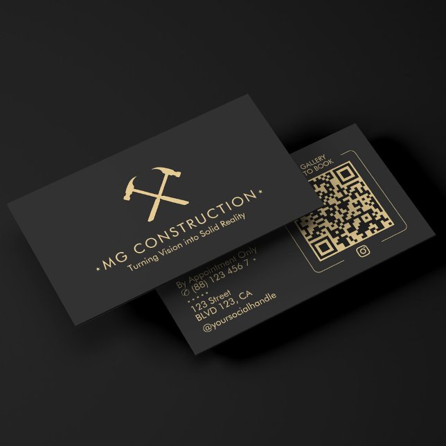 Tarjeta De Visita Construction Hammer General Contractor Black (Construction Hammer General Contractor Black Business Card
)