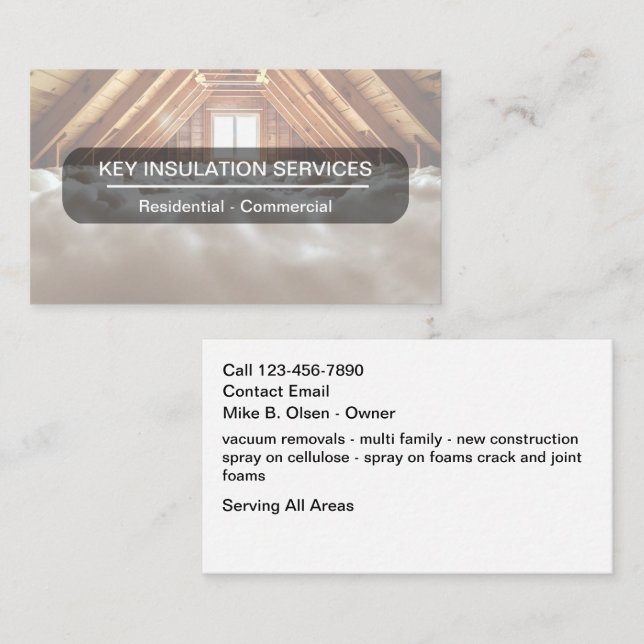 Tarjeta De Visita Construction Insulation Business Cards Modern  (Anverso / Reverso)