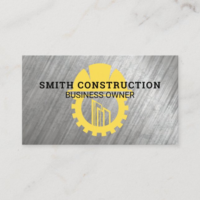 Tarjeta De Visita Construction Logo | Builders | Engineering (Anverso)