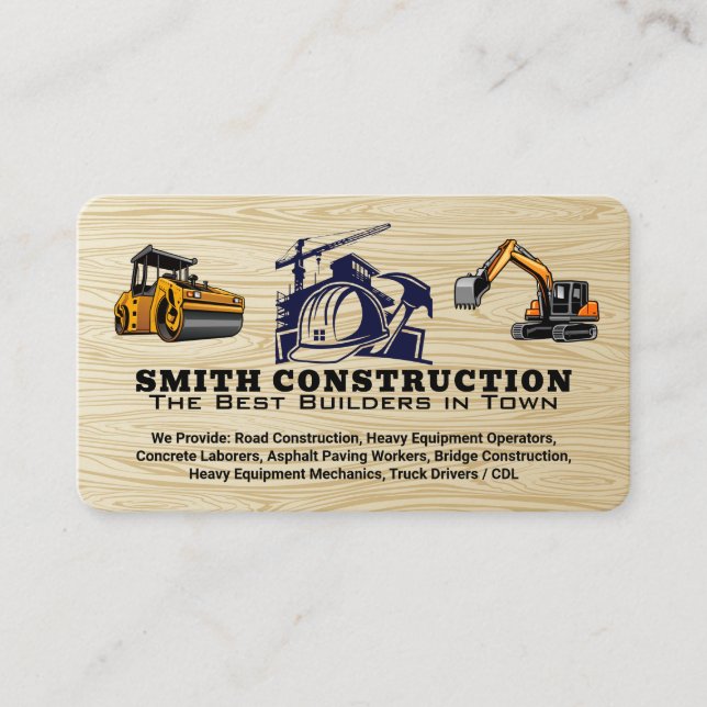 Tarjeta De Visita Construction Logo | Engineer | Blue Collar (Anverso)
