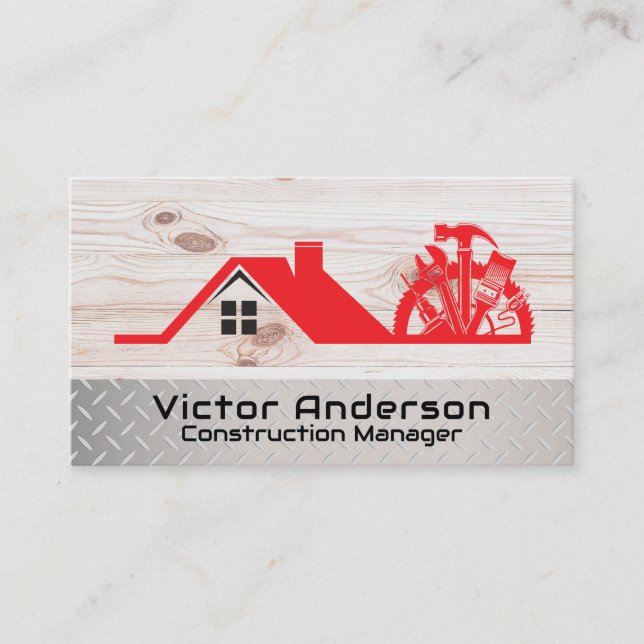 Tarjeta De Visita Construction Repair Tools Logo | Home Renovation (Anverso)