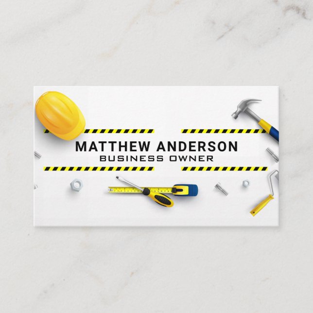 Tarjeta De Visita Construction Tools Laid out | Blue Collar (Anverso)