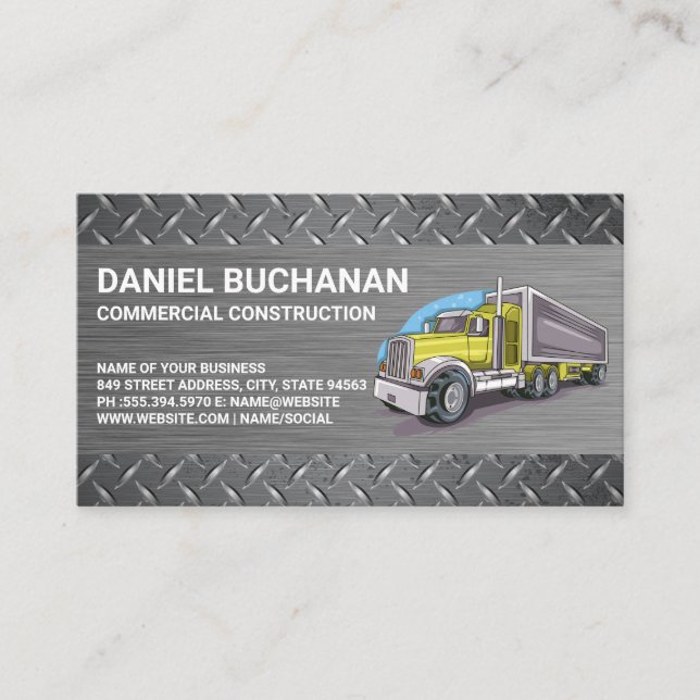 Tarjeta De Visita Construction Vehicle | Big Rig Truck | Driver (Anverso)