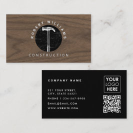 Tarjeta De Visita Construction Wood QR Code Business Logo