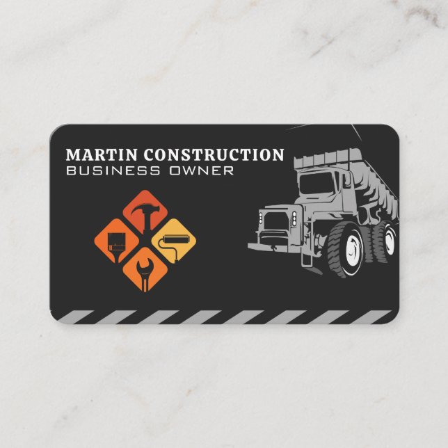 Tarjeta De Visita Construction Work Truck | Hand Tools (Anverso)