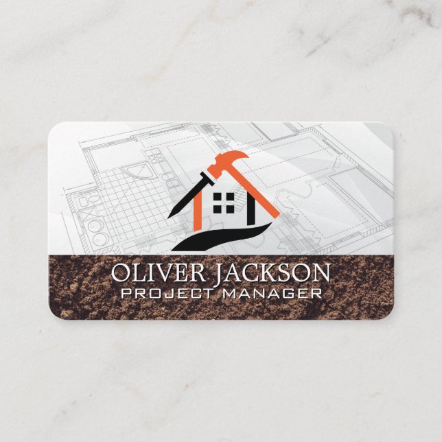 Tarjeta De Visita Construction Worker | Blueprints | Architect (Anverso)