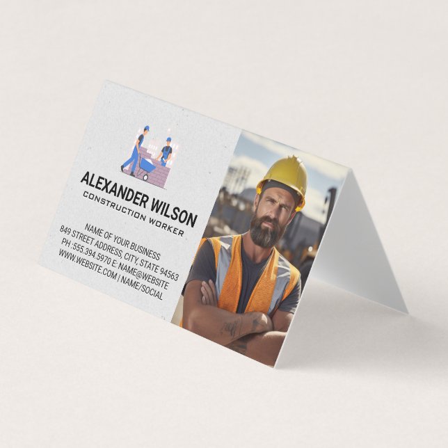 Tarjeta De Visita Construction Worker | Home Builders (Anverso)