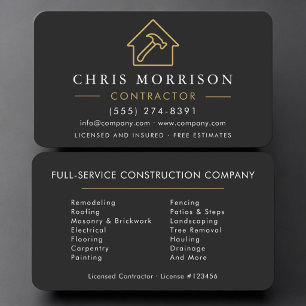 Tarjeta De Visita Constructor Construcción Oro Negro
