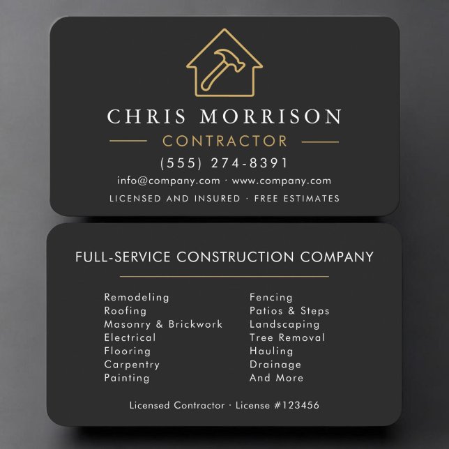 Tarjeta De Visita Constructor Construcción Oro Negro (Subido por el creador)