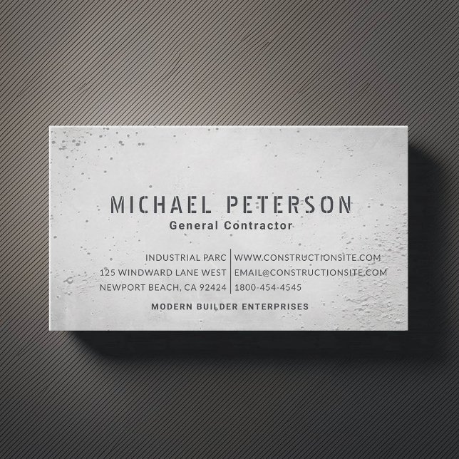 Tarjeta De Visita Constructor Constructor Desarrollador Combinación  (construction company builder remodeling business card concrete cement simple minimalist modern)