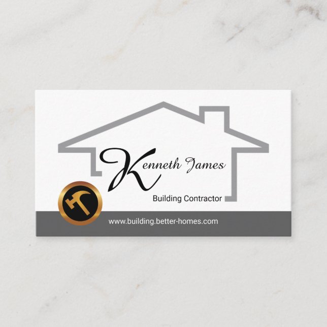 Tarjeta De Visita Constructor De Trazado De Edificio Gris Elegante (Anverso)