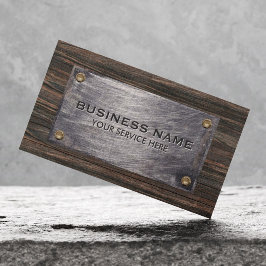 Tarjeta De Visita Constructor Madera y Profesional Metalizado