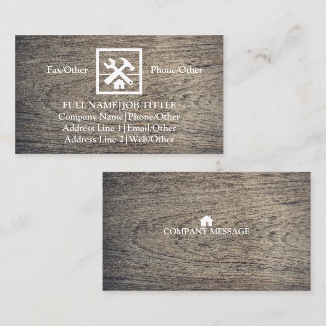 Tarjeta De Visita Constructor Profesional Herramientas de Carpinterí (Anverso / Reverso)