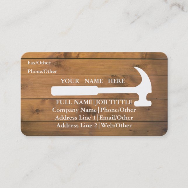 Tarjeta De Visita Constructor Profesional Herramientas de Carpinterí (Anverso)