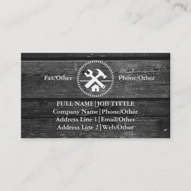 Tarjeta De Visita Constructor Profesional Herramientas de Carpinterí (Anverso)