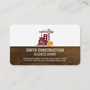 Tarjeta De Visita Constructor Sitio de Construcción Grano de Mad