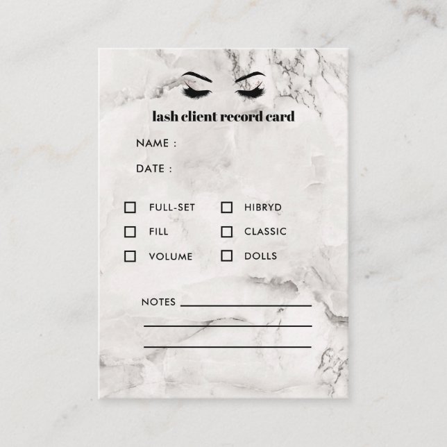 Tarjeta De Visita Consulta de cliente de extensión de Eyelash de már (Anverso)